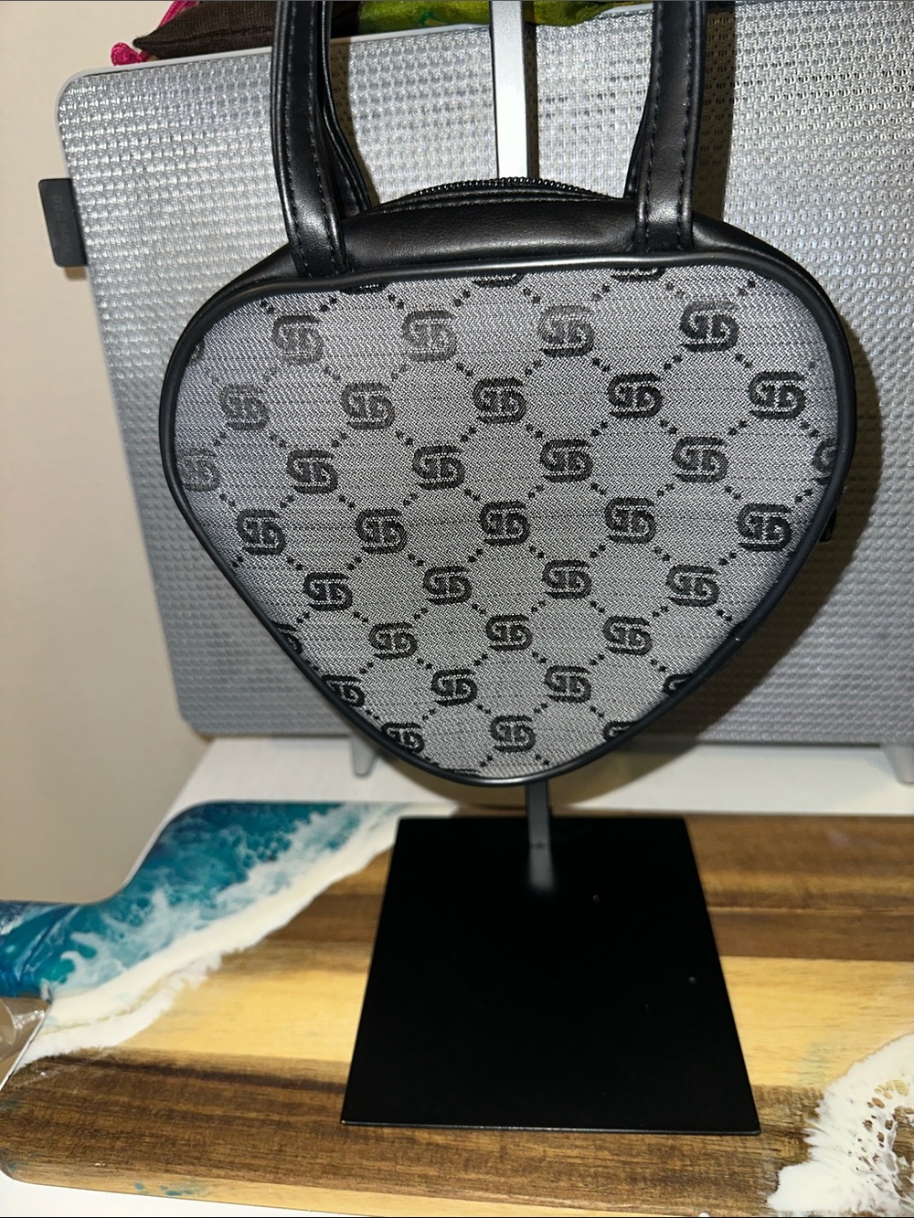 Gucci Gray and Black Heart-Shaped Mini Bag